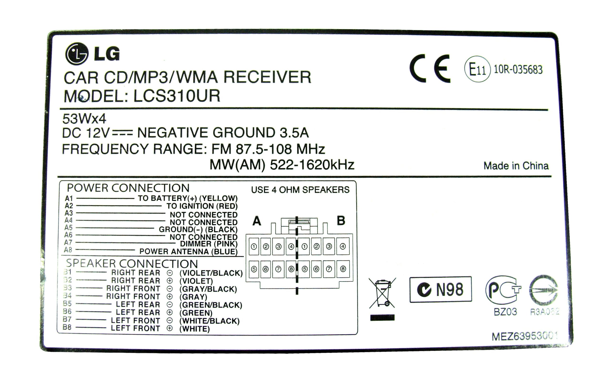 Инструкция автомагнитолы lg lcs320ub