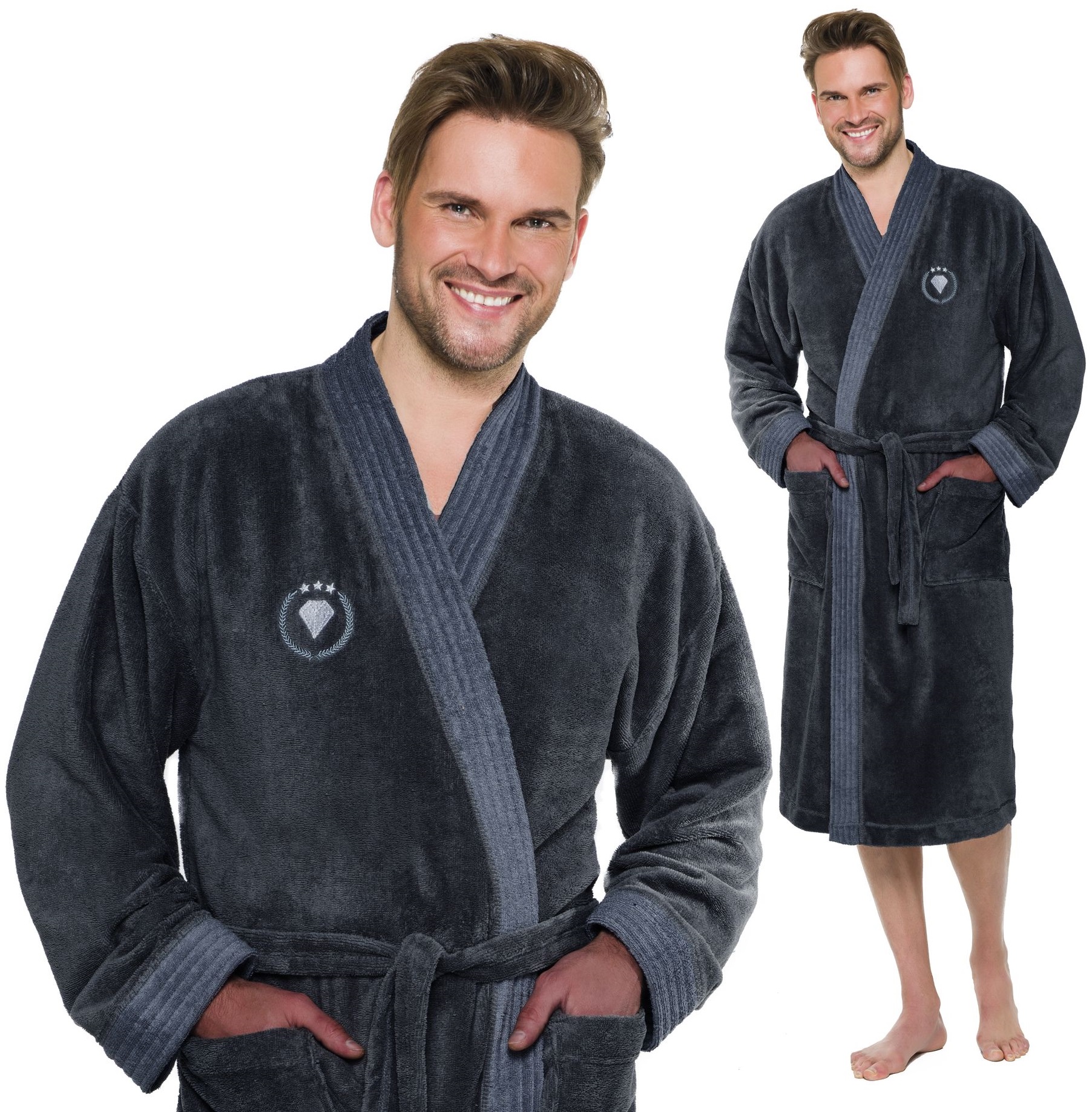 

Bambusowy Szlafrok Męski - Szalowy Kimono - XXL