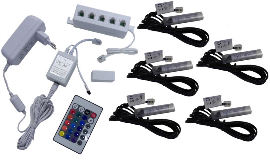 

5x klipsy Led Rgb do półek szyb klips Komplet