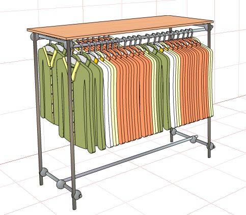 GONDOLA Z PÓŁKĄ 1,2M WIESZAKI SKLEPOWE ODZIEŻ c1 Kod producenta 332