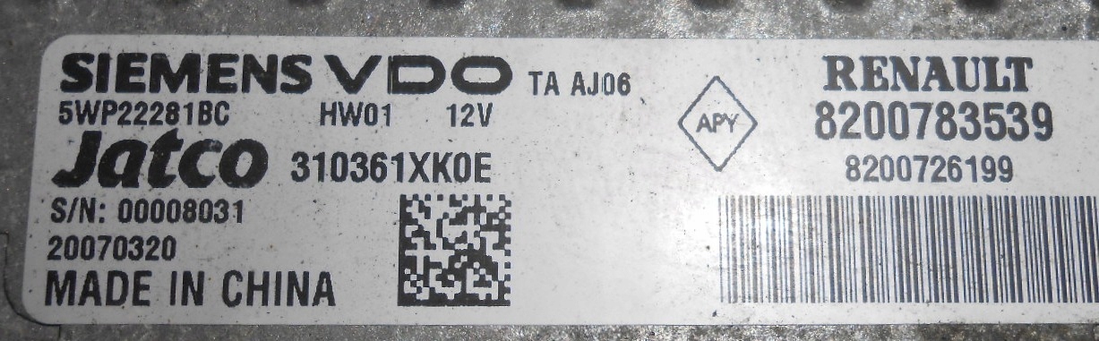 ESPACE IV LIFT 2,0DCI KOMPUTER SKRZYNI 8200783539 Rodzaj skrzyni Automatyczna