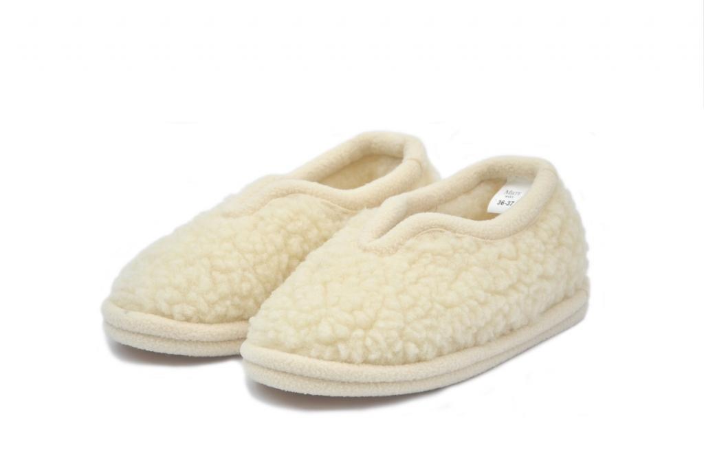 Pantofle ciapy wełniane MERYNOS R 42 Kapcie Ecru Marka inna