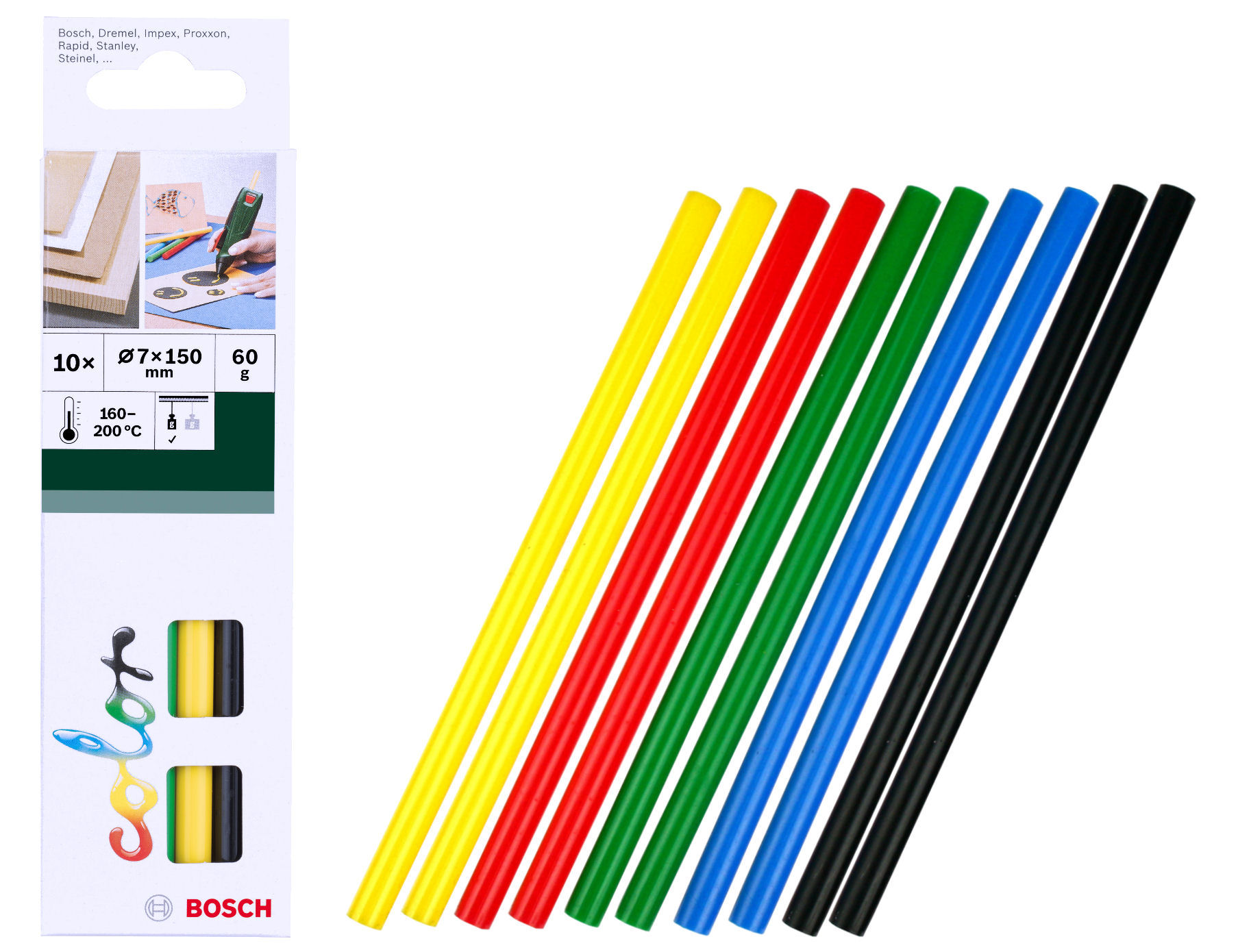 

Kolorowe sztyfty kleju 7mm Bosch Pkp 10 sztuk