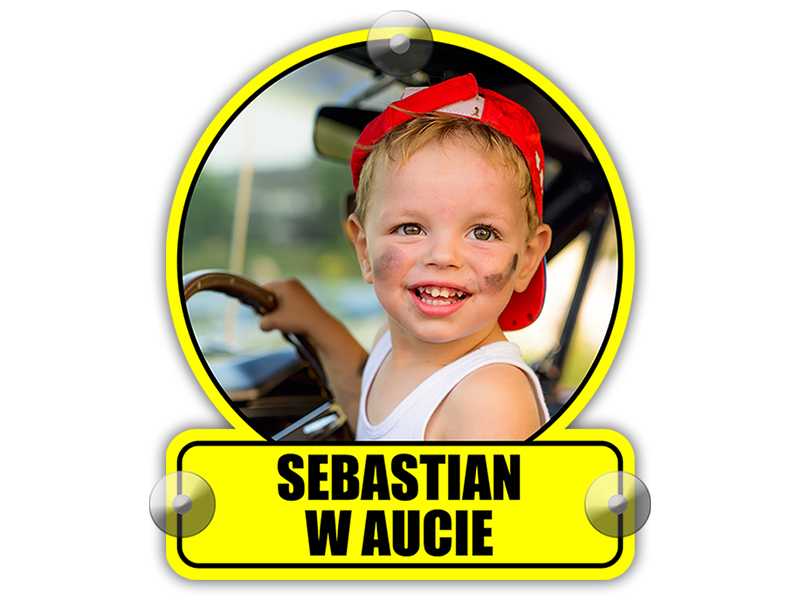 

Dziecko W Aucie Plakietka Z Własnym Zdjęciem