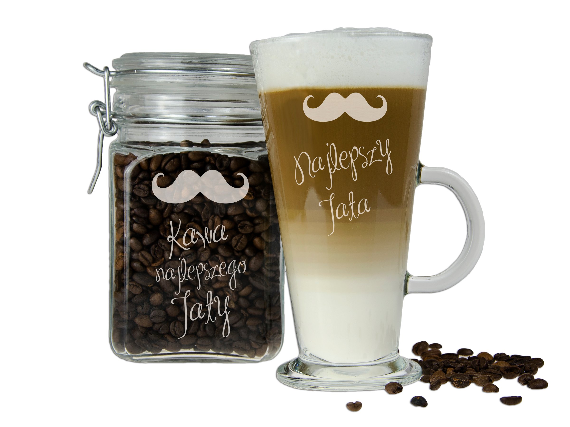 

Słoik + Szklanka Latte Na Kawę Na Dzień Ojca Wzory