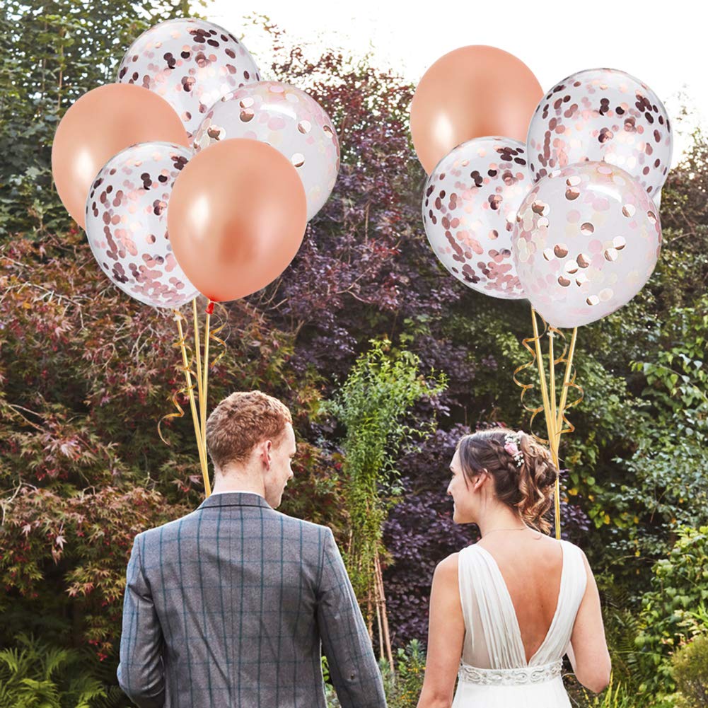 Balony z Konfetti ROSE GOLD 28cm -- 30szt Wypełnienie powietrze lub hel