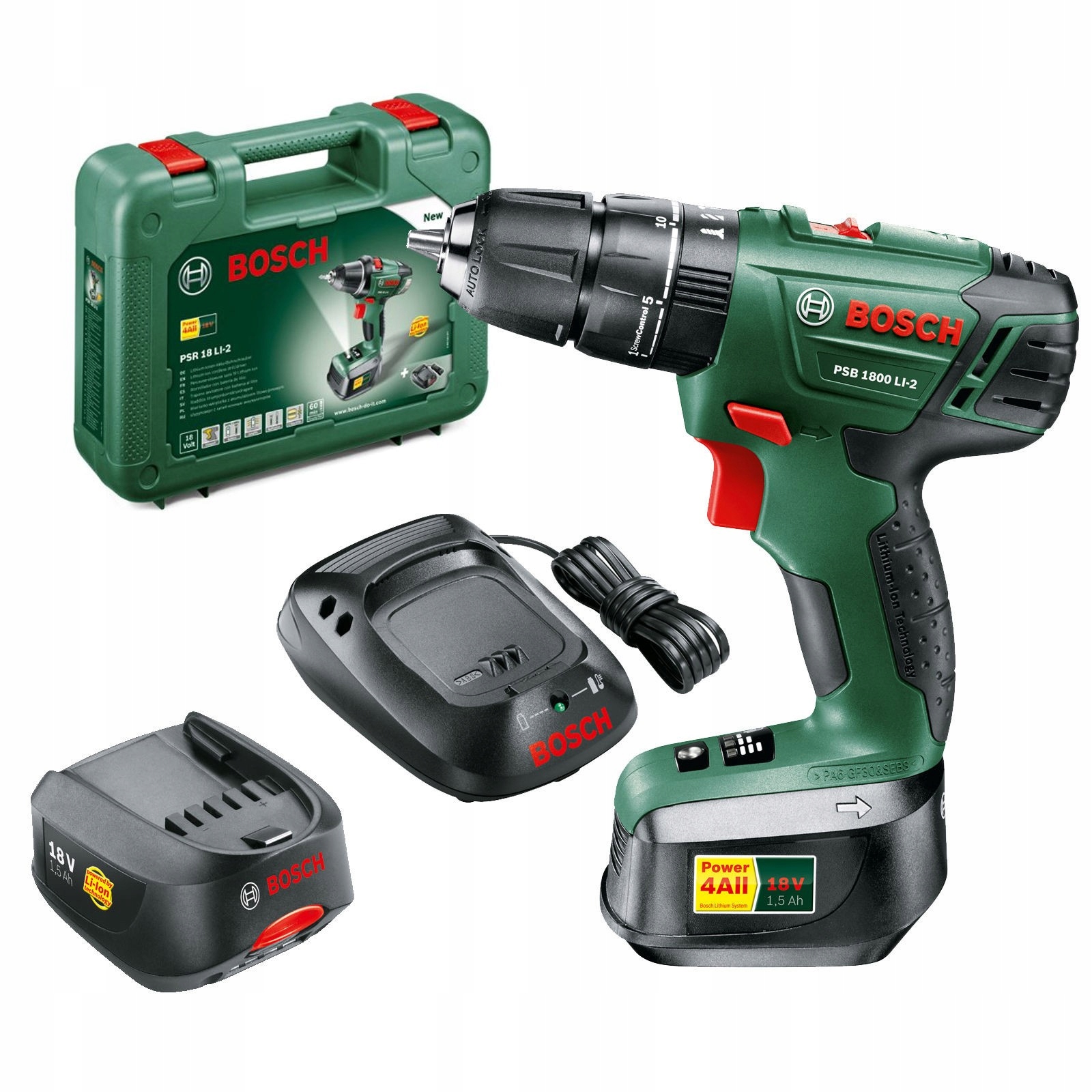 BOSCH Wkrętarka PSB 1800 LI-2 18V 2xAKU Walizka - 7689134757