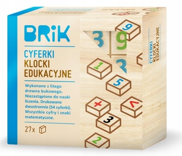 

Drewniane Klocki Edukacyjne Cyferki Nauka Brik
