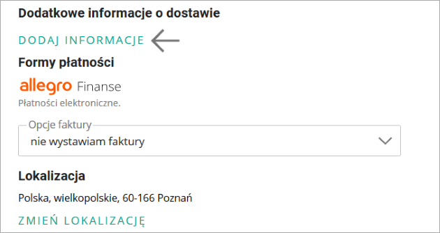 Dodatkowe Informacje O Dostawie I Platnosci Pomoc Allegro