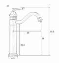 фото mini №3, Washbasin faucet high gols gold royal retro