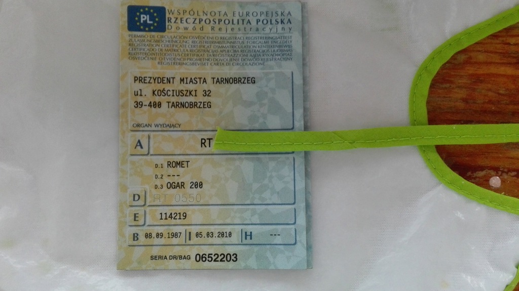 Dokumenty papiery romet ogar 205 200