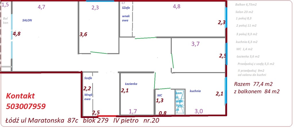 Duże mieszkanie 4 pokoje  IVp OKAZJA Łódź Retkinia