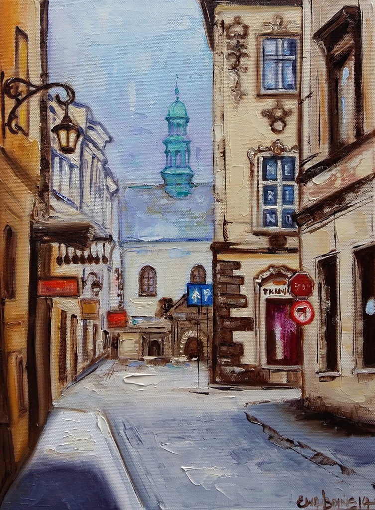Uliczka Kraków - E. Boińska - obraz pejzaż miejski