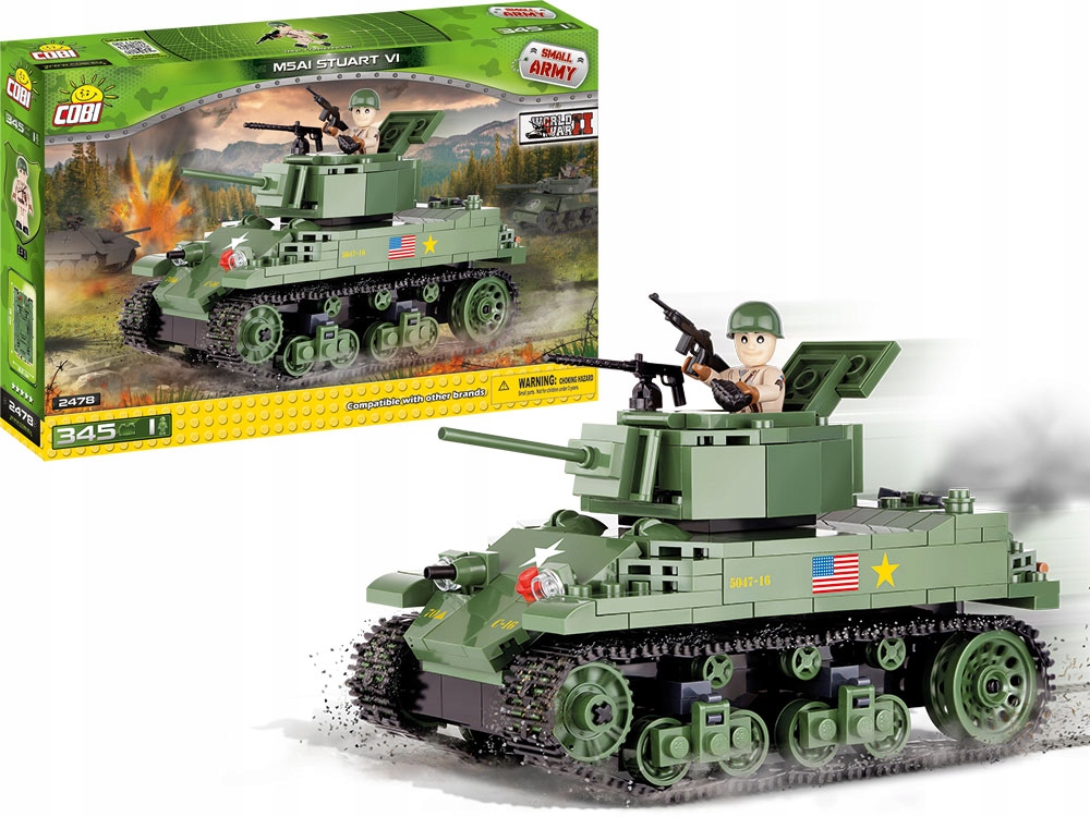 SMALL ARMY CZOŁG M5A1 STUART VI KLOCKI COBI 2478