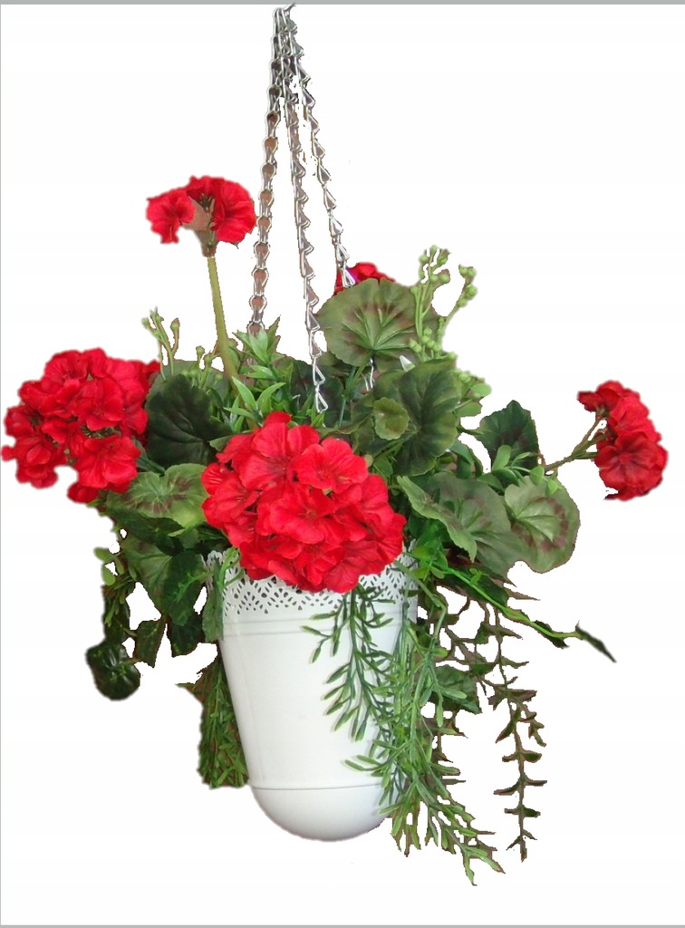 Pelargonia sztuczna kompozycja ampla zwis kwiaty