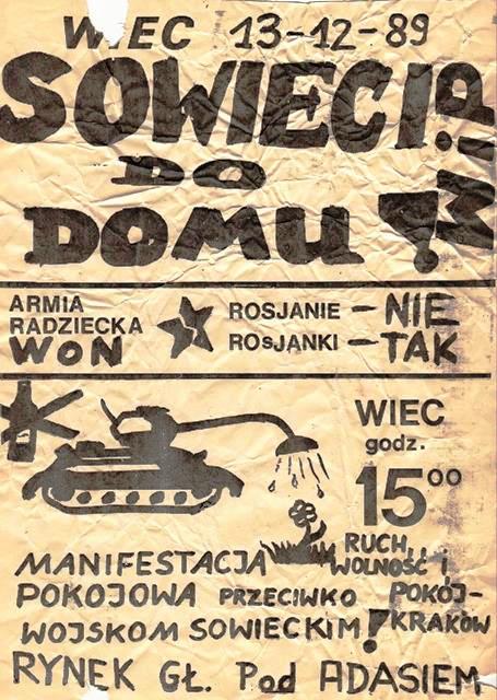 RUCH WOLNOŚĆ I POKÓJ. SOWIECI DO DOMU. PLAKAT