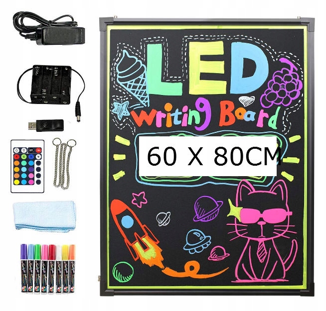 TABLICA FLUORESCENCYJNA LED 80 X 60 CM PISAKI