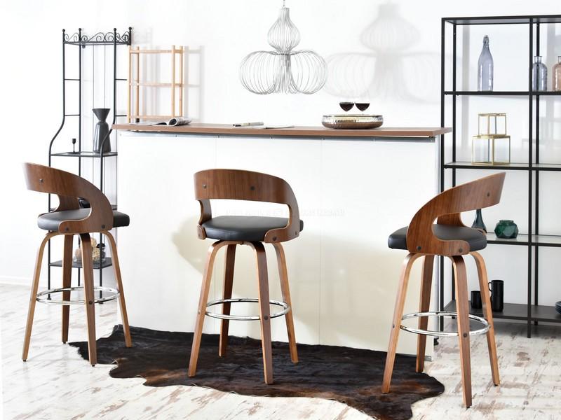 KRZESŁO BAROWE OBROTOWE Z DREWNA GIĘTEGO 48 ORZECH - 7387500722