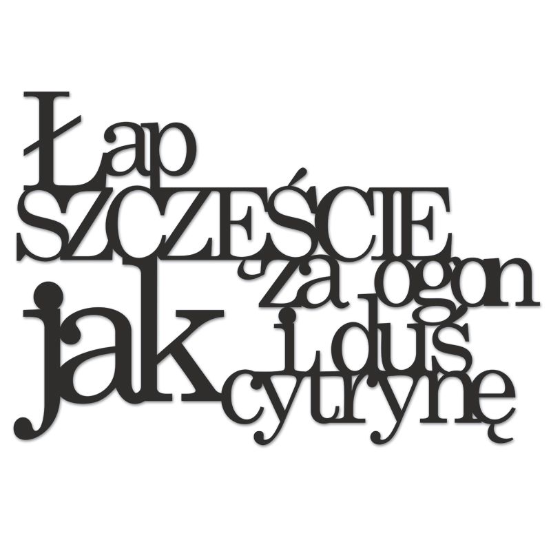 Napis 3D ŁAP SZCZĘŚCIE ZA OGON I DUŚ JAK CYTRYNĘ