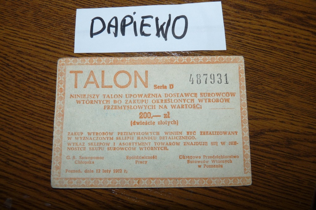 Dapiewo Talon na Zakupy