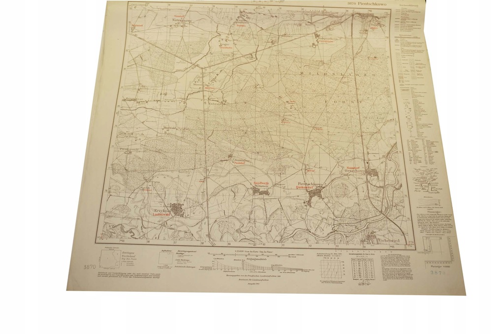 308. Mapa PIĘCZKOWO Pientschkowo 1940 pow. średzki