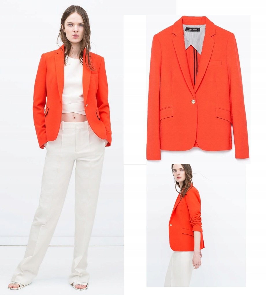 ZARA WOMAN marynarka żakiet pomarańczowy 42 XL