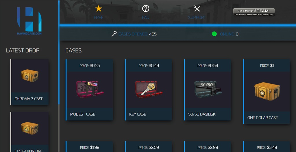 Strona z skrzynkami CS:GO ZARÓB KASĘ!
