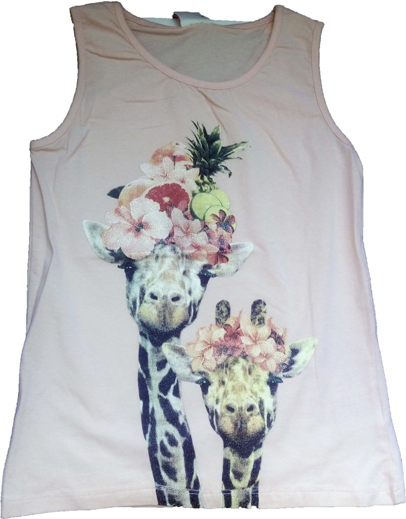 Koszulka na ramiączka z żyrafą rozm.110 cm morela