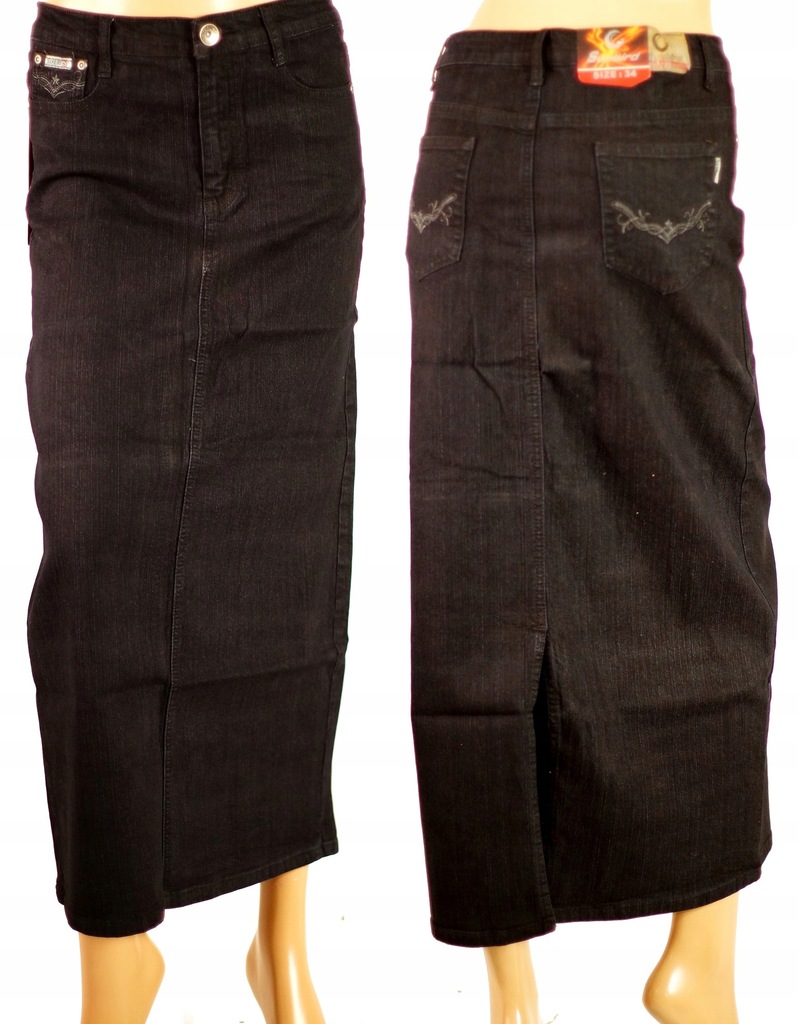 Spódnica damska jeans czarny - długa - 37 -XL/XXL