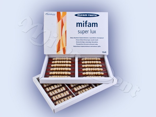 Zęby akrylowe Mifam Super Lux - płytka 8 szt