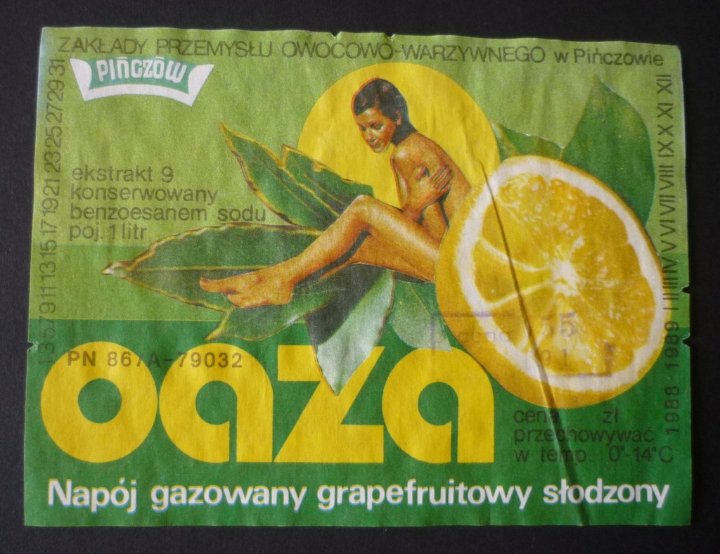 etykieta - WODA NAPÓJ ORANŻADA - OAZA PIŃCZÓW