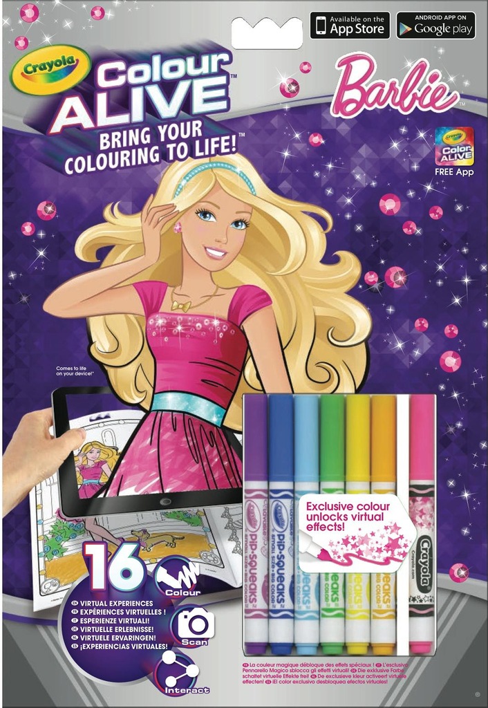 CRAYOLA KOLOROWANKA BARBIE COLOR ALIVE 8 PISAKÓW - 7359764259 ...