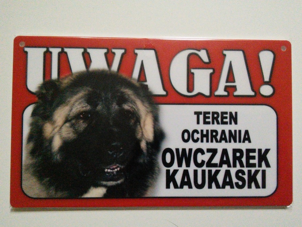 Tabliczka ostrzegawcza -OCHRANIA OWCZAREK KAUKASKI