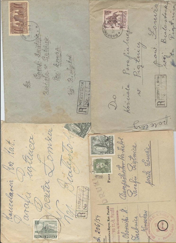 PRL , LIST POLECONE I ZWYKŁE 1956-59