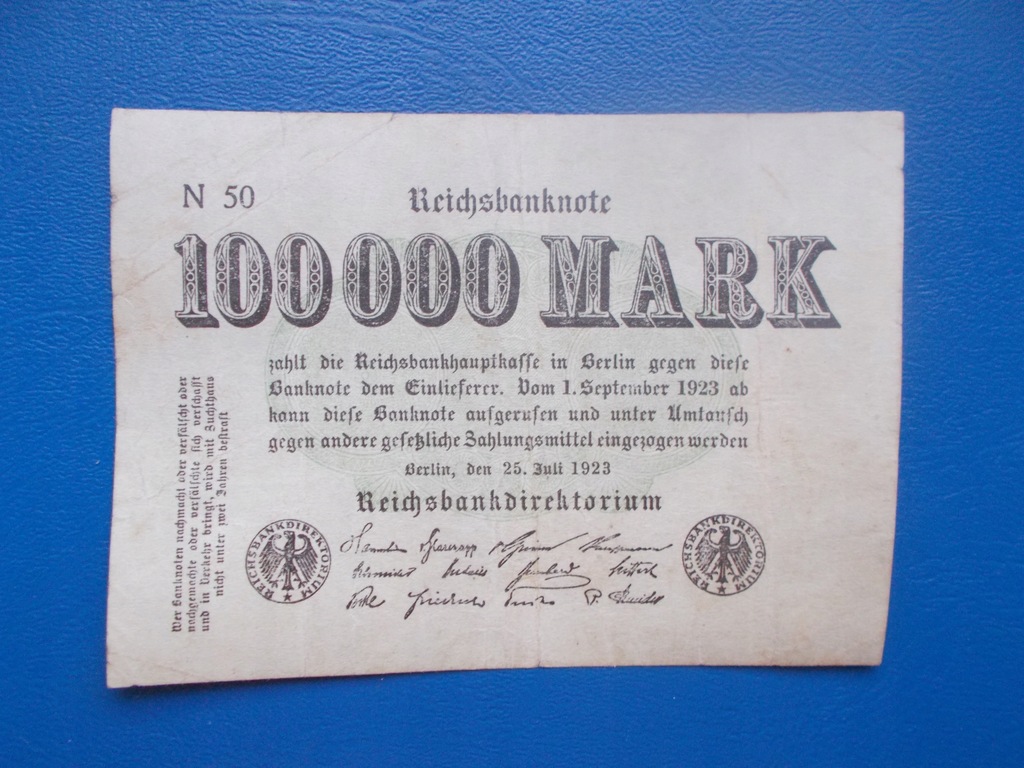 BANKNOT-NIEMCY-100 000 MAREK 1923-RZADKI-HIT!!