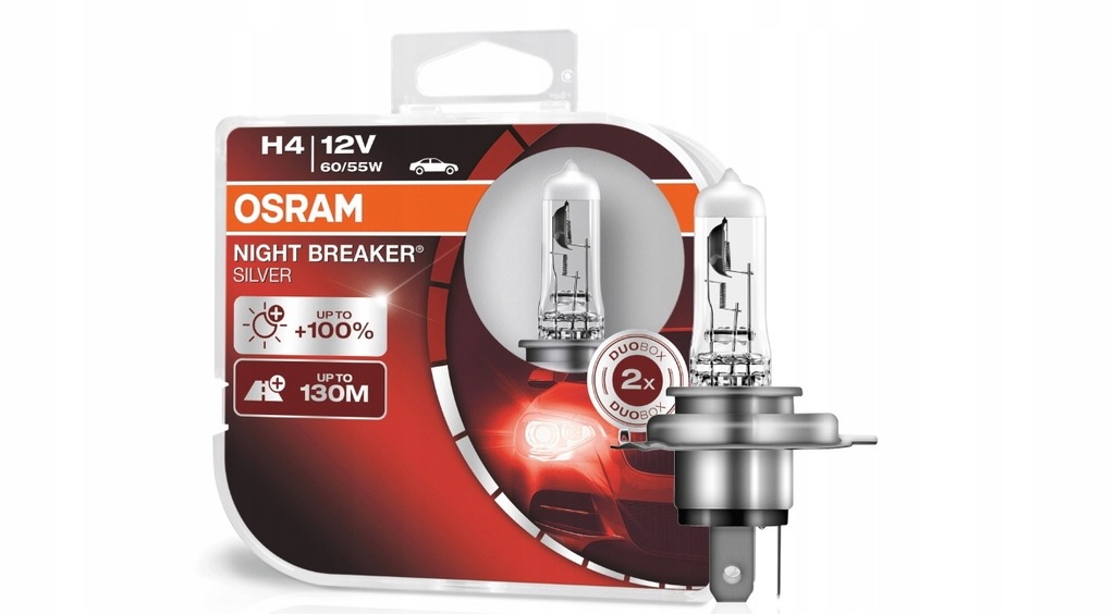 Żarówki OSRAM H4 Night Breaker SILVER +100% DUO - 7625301057 ...