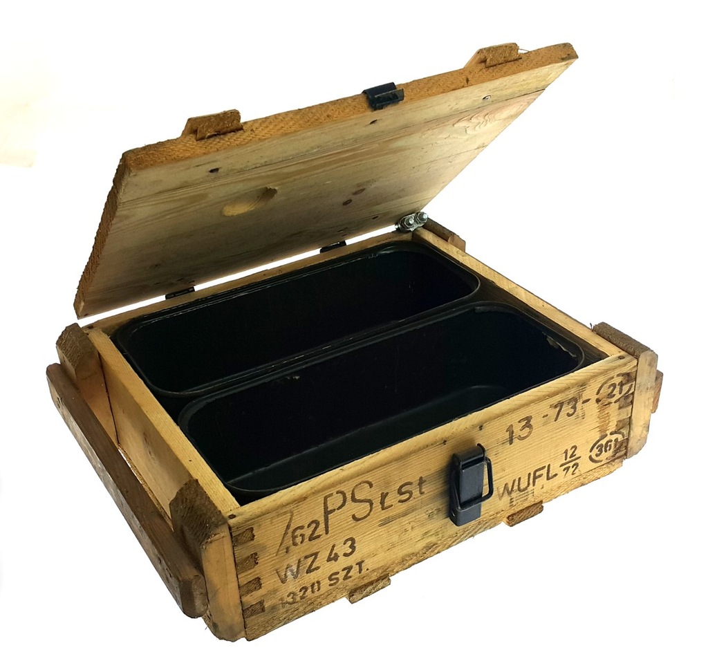 SKRZYNIA wojskowa DREWNIANA wz.43N +2x AMMO BOX WP