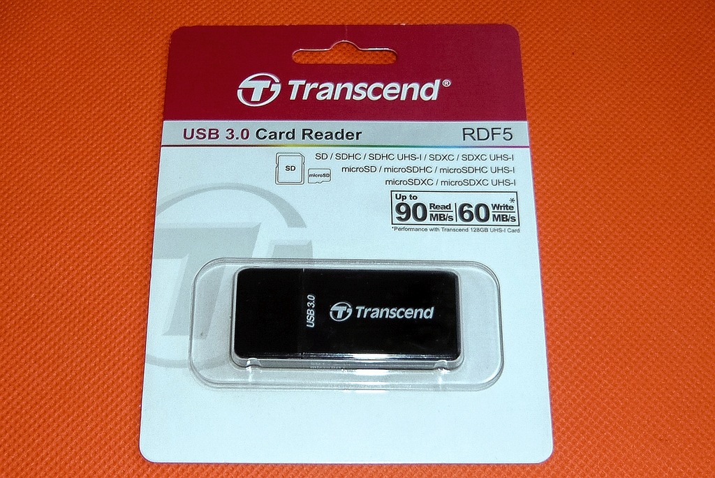 Czytnik kart USB 3 SD TRANSCEND RDF5 90MB/s-60MB/s