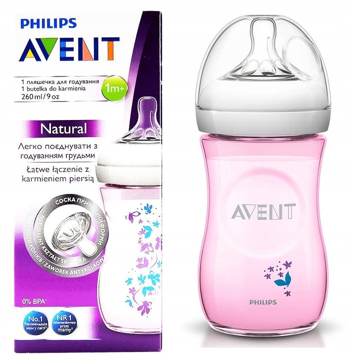 AVENT butelka natural 260 ml różowa SCF620/17