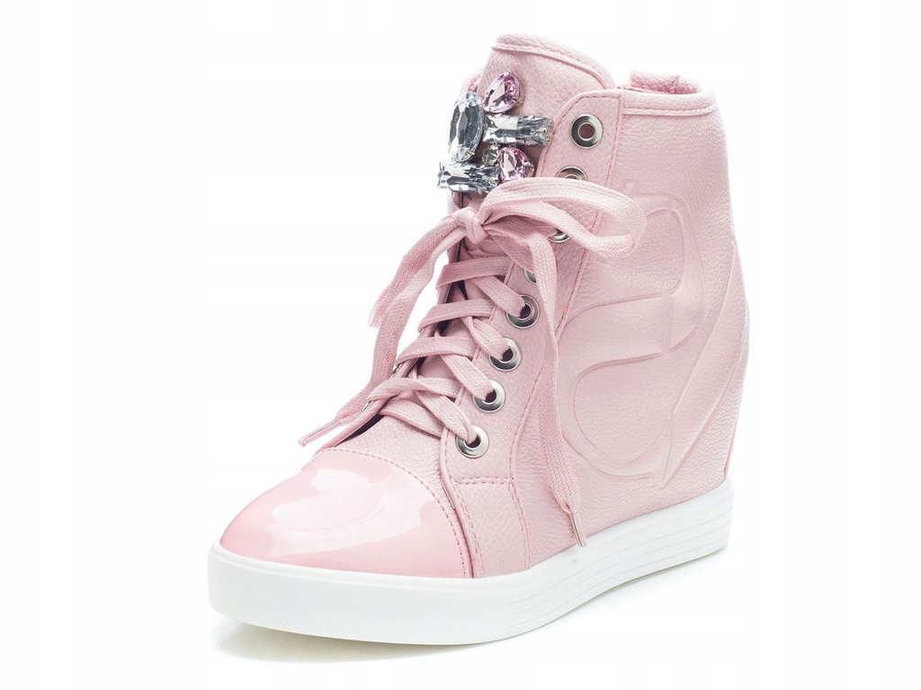 Różowe sneakersy VICES cyrkonie koturn 37 - 7550022363 - oficjalne ...