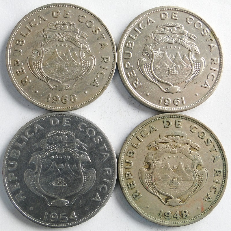 1948-1968 Kostaryka 4x 2 colon