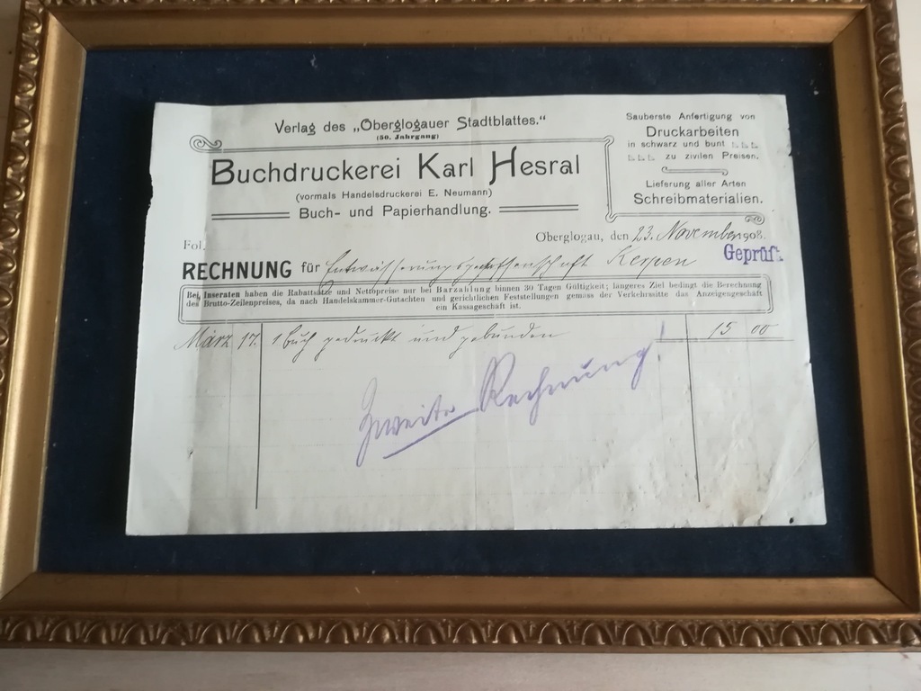 RACHUNEK 1908 R-GŁOGÓWEK