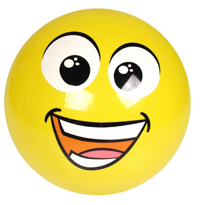 PIŁKA gumowa żółta BUŹKA uśmiech (V) 23cm emotka