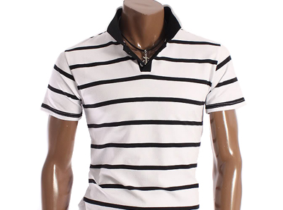 Męska Koszulka Bluzka T-Shirt Polo W Paski XL