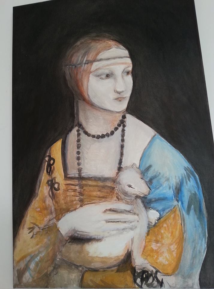 Dama z gronostajem łasiczką Leonardo da Vinci copy