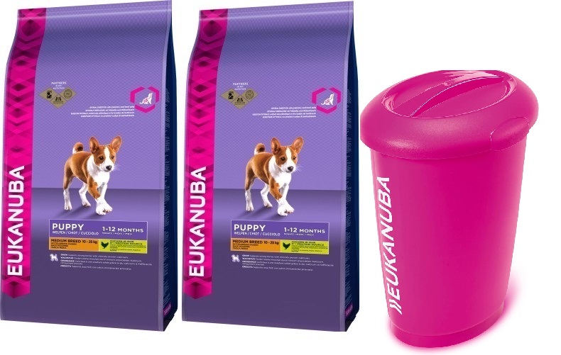 2x Karma Eukanuba Puppy Medium Breeds 15kg pojemni