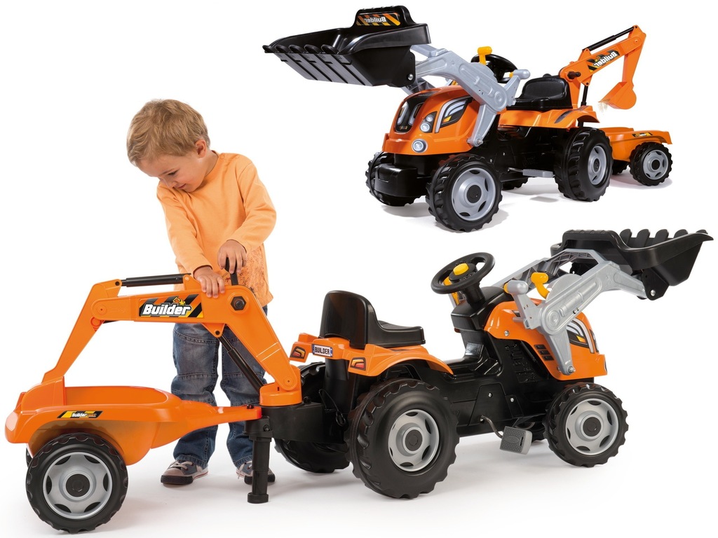 Smoby TRAKTOR DLA DZIECI KOPARKA Pedały PRZYCZEPKA