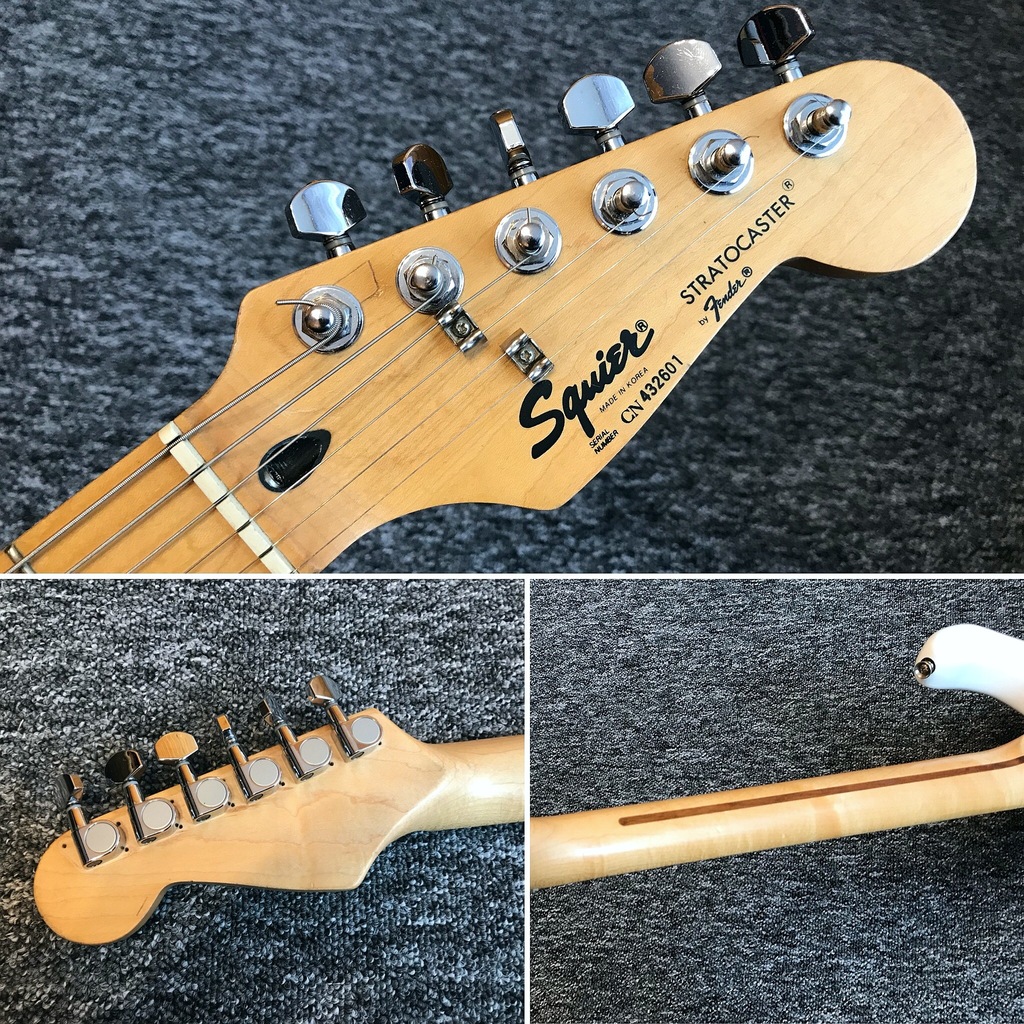 Piękny, biały Squier Stratocaster Korea 90, Fender