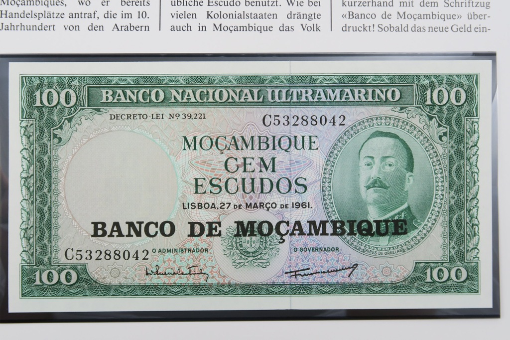 Banknot - 100 Escudos 1961 MOZAMBIK - E186
