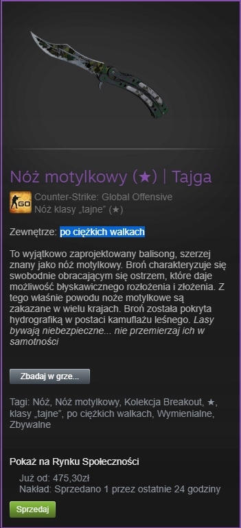 nóż motylkowy Butterfly Knife | Boreal Forest (BS)